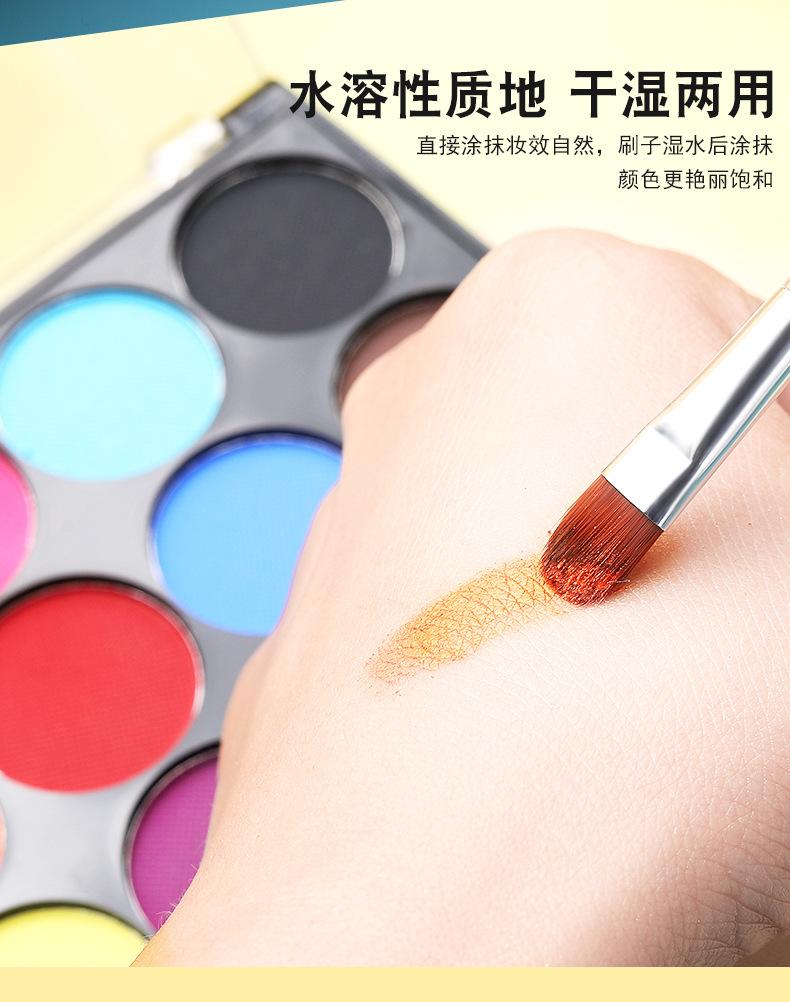 Matte 15 color set  water painting with brush, Glow in the dark body painting, make up color case