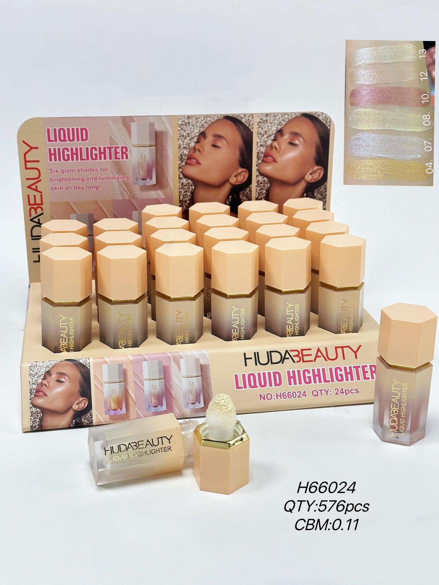 hightlight with 6 colors Soft Natural Glow Liquid Filter, Weightless, Long-Wearing, Smudge Proof, Natural-Looking, Dewy Finish, Glow Liquid Illuminator Makeup