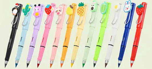 12 forever Pencil Colors with Erase with cartoon figures