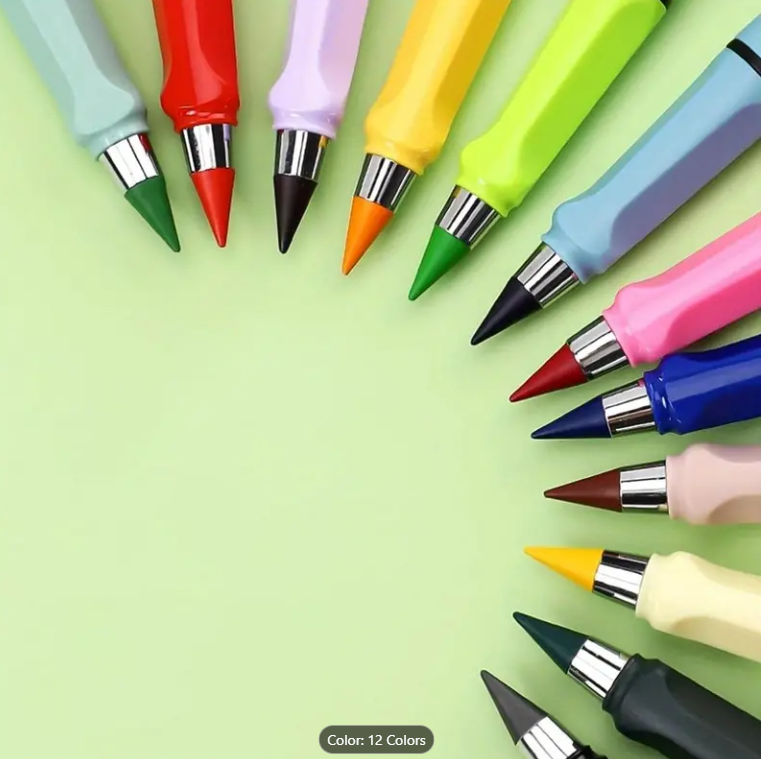 12 forever Pencil Colors with Erase with cartoon figures