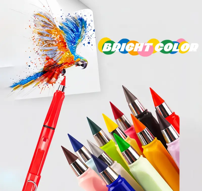 12 forever Pencil Colors with Erase with cartoon figures